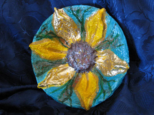 centrotavola girasole,papier machè.